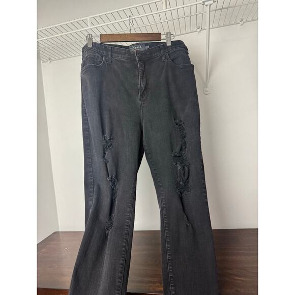 Torrid Black/Dk Grey Sky High Distressed Skinny Jeans 20R - Picture 2 of 8